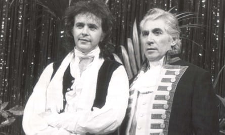 Frank Finlay with David Essex in the musical Mutiny!, 1985.
