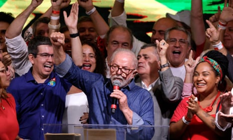 Workers party candidate Luiz Inácio Lula Da Silva speaks after being elected president of Brazil on October 30, 2022.