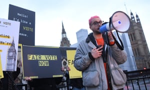 Chris Wylie with megaphone