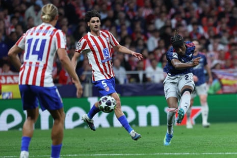 Noni Madueke has a decent effort from distance.