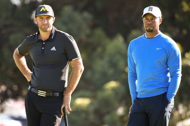 Dustin Johnson and Tiger Woods.