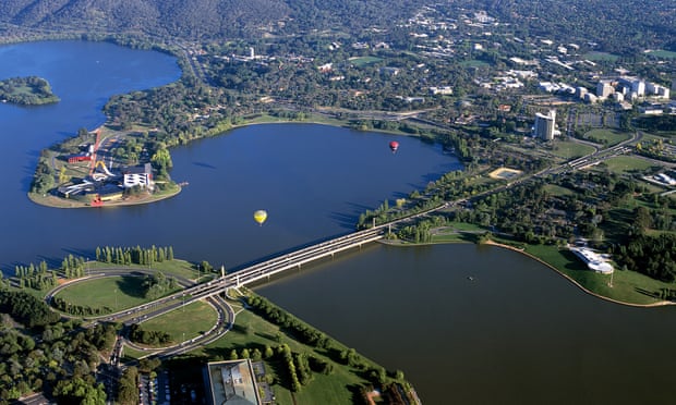 The view across the city of Canberra showing Lake Burley Griffin