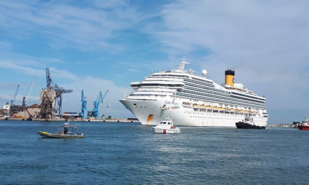 Costa Magica cruise ship docks in Italy amid the coronavirus pandemic on 28 April 2020.