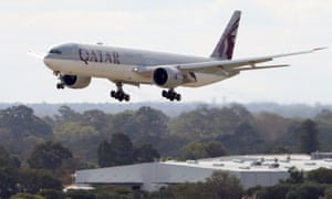 File photo of a Qatar Airways flight arriving at Perth airport