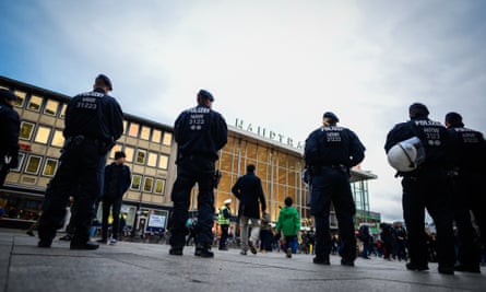 Police stand guard in Cologne.
