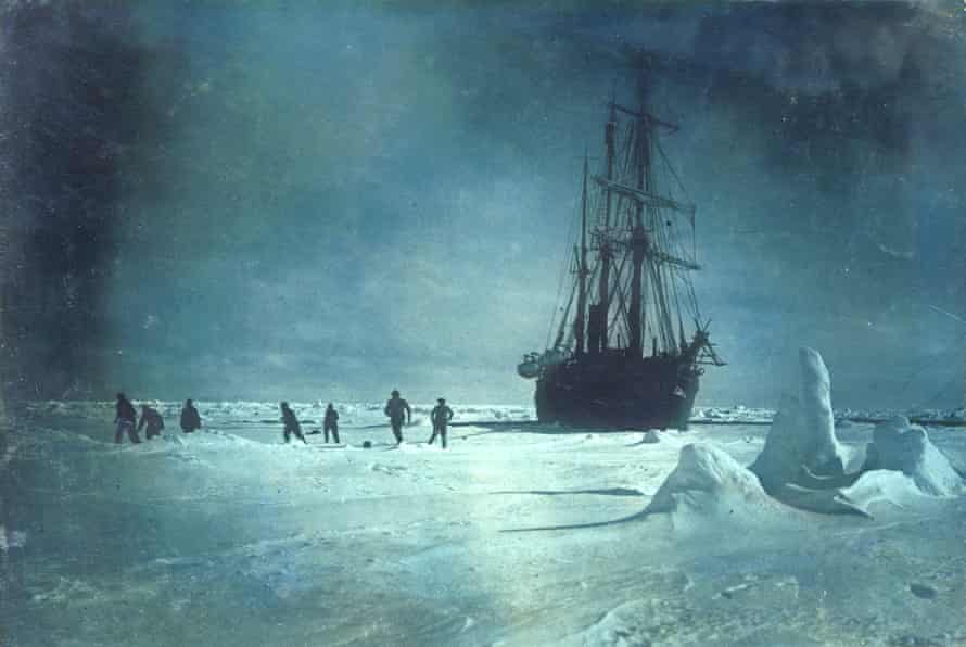Members of Shackleton’s expedition play football on the ice in 1915. They were rescued by the Aurora, whose logbooks have been discovered in Wellington.