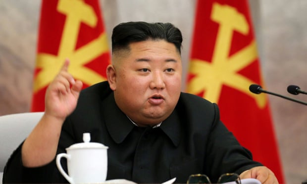 North Korean leader Kim Jong-un speaks during the conference of the Central Military Committee in this image released by state media.