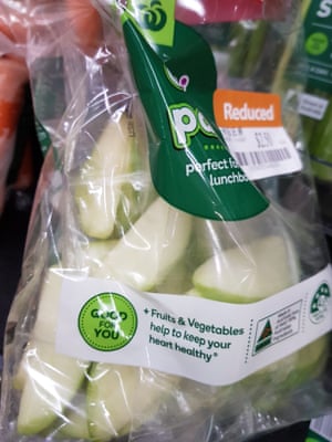Pre-sliced apple, individually wrapped, within a larger plastic bag