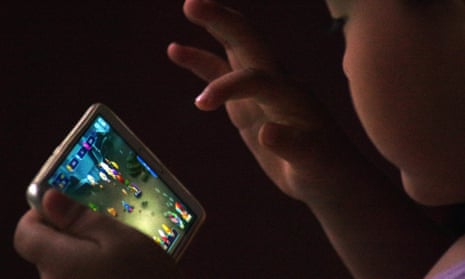 A child plays an online mobile game