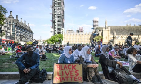 A Black Lives Matter protest in Westminster, London on 12 July