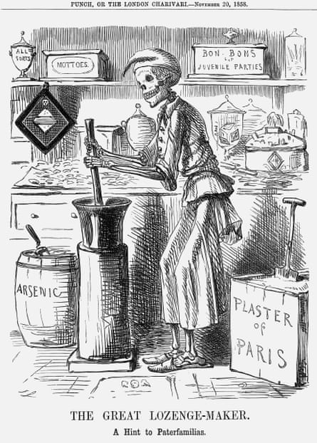 The Great Lozenge-Maker. A Hint to Paterfamilias, a cartoon by John Leech, 1858, indicts the sweet-making industry.