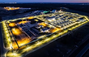 Miejsce lądowania gazociągu Nord Stream 2 w Lubmen w Niemczech. Został zawieszony z powodu rosyjskiej inwazji na Ukrainę.