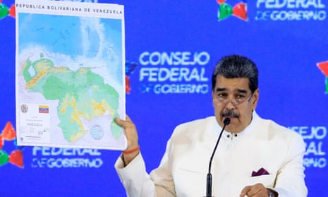 Venezuela's President Nicolás Maduro speaking during a meeting of the Assembly of the Federal Council of Government at Miraflores presidential palace in Caracas on 5 December 2023. 