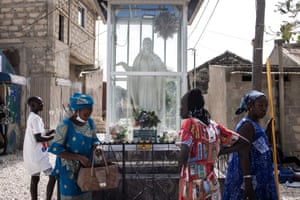 A religious statue on the island