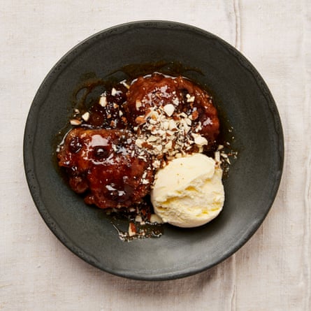 Yotam Ottolenghi’s rum and currant dumplings with speculaas caramel.