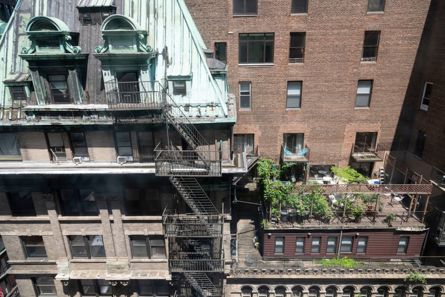 Distant view of the garden designed by Paul Greenberg on his terrace in New York