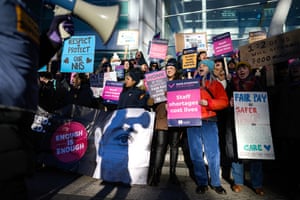 London, England. Nursing staff and supporters protest outside University College hospital