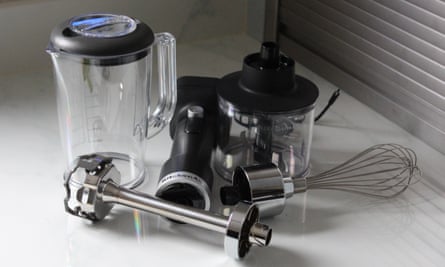 A KitchenAid Go Cordless Hand Blender plus Accessories on a kitchen worktop