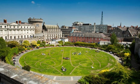  Fair city … Dublin Castle and the Dubh Linn Garden from Chester Beatty Library Roof Garden.