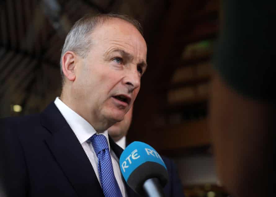 Micheál Martin speaks to the media as he arrives for the EU-western Balkans leaders’ meeting in Brussels