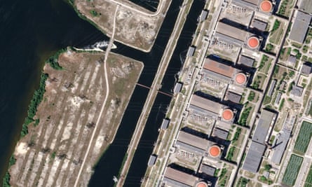 A Maxar satellite image show reactors at Zaporizhzhia nuclear power plant in Enerhodar, Europe’s largest atomic facility