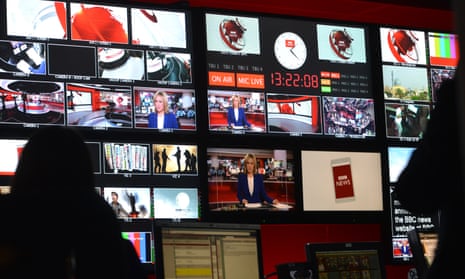 The BBC news studio at Broadcasting House, London