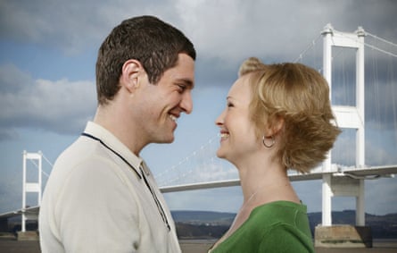 Gavin and Stacey with the Severn Bridge in the background.
