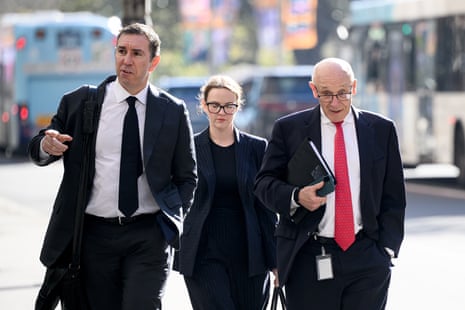 Damien Tudehope (right) arrives to give evidence at Icac on Tuesday