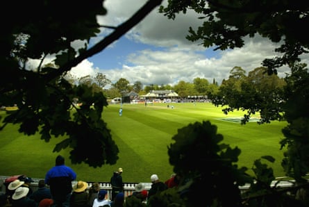 The Bradman Oval in Bowral, glimpsed through trees. ‘The Don’ grew up in streets around the ground and played his formative cricket there.