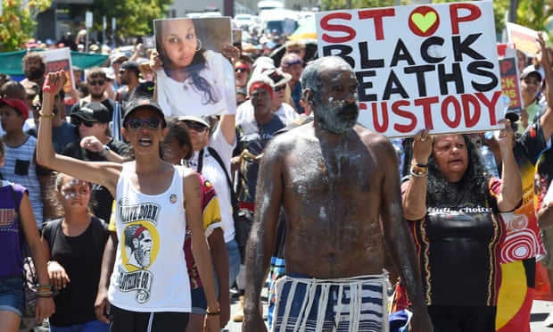Aboriginal protesters march in Brisbane, November 2014. In the 28 years since the royal commission, the rate of Indigenous incarceration has doubled.