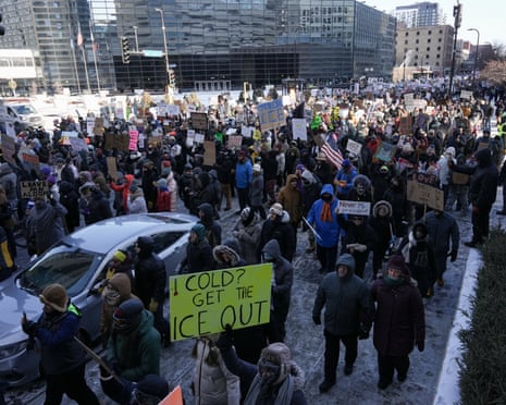 Thousands rally in Minneapolis against the federal immigration enforcement surge, 23 January 2026.