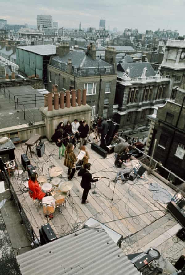 ‘I almost fell to my death’ … the Beatles over Savile Row in 1969.