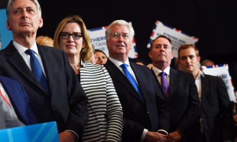 Philip Hammond and Amber Rudd join cabinet colleagues at an election rally.