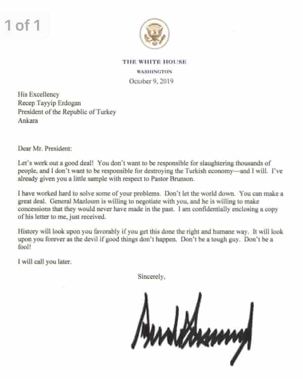Donald Trump S Bizarre Threatening Letter To Erdogan Don T Be A