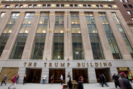 View of ‘The Trump Building’ facade in New York