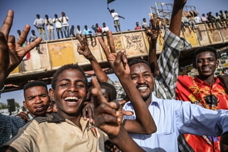 Celebrations in Khartoum after the fall of Omar al-Bashir in April 2019.