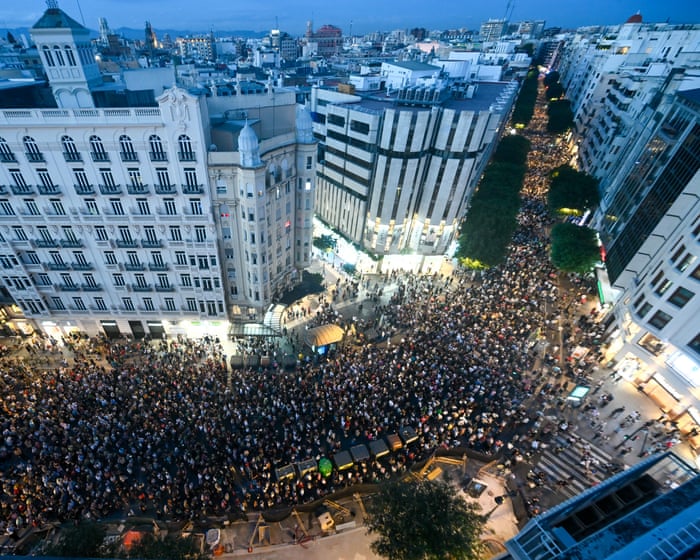 ‘Still angry’: more than 50,000 protest in Valencia on first anniversary of floods
