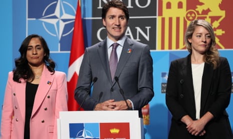 Canada’s Prime Minister Justin Trudeau holds a press conference after the NATO Summit at the IFEMA Convention Center in Madrid, Spain on June 30, 2022.