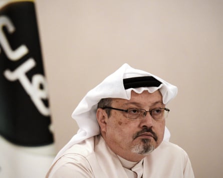 Jamal Khashoggi during a press conference in the Bahraini capital Manama in December 2014.