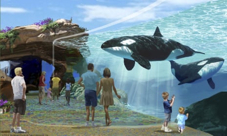 Artist’s rendering of Sea World’s new proposed killer whale habitat expansion project in San Diego.<br>