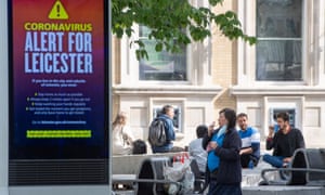An NHS public safety message in Leicester after the health secretary Matt Hancock imposed a local lockdown following a spike in coronavirus cases.