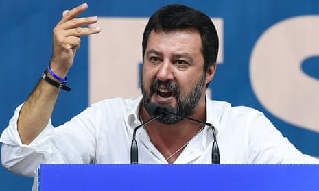 Matteo Salvini delivers a speech at the League’s annual rally