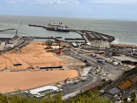 Land covered in sand next to the western ferry docks at Dover