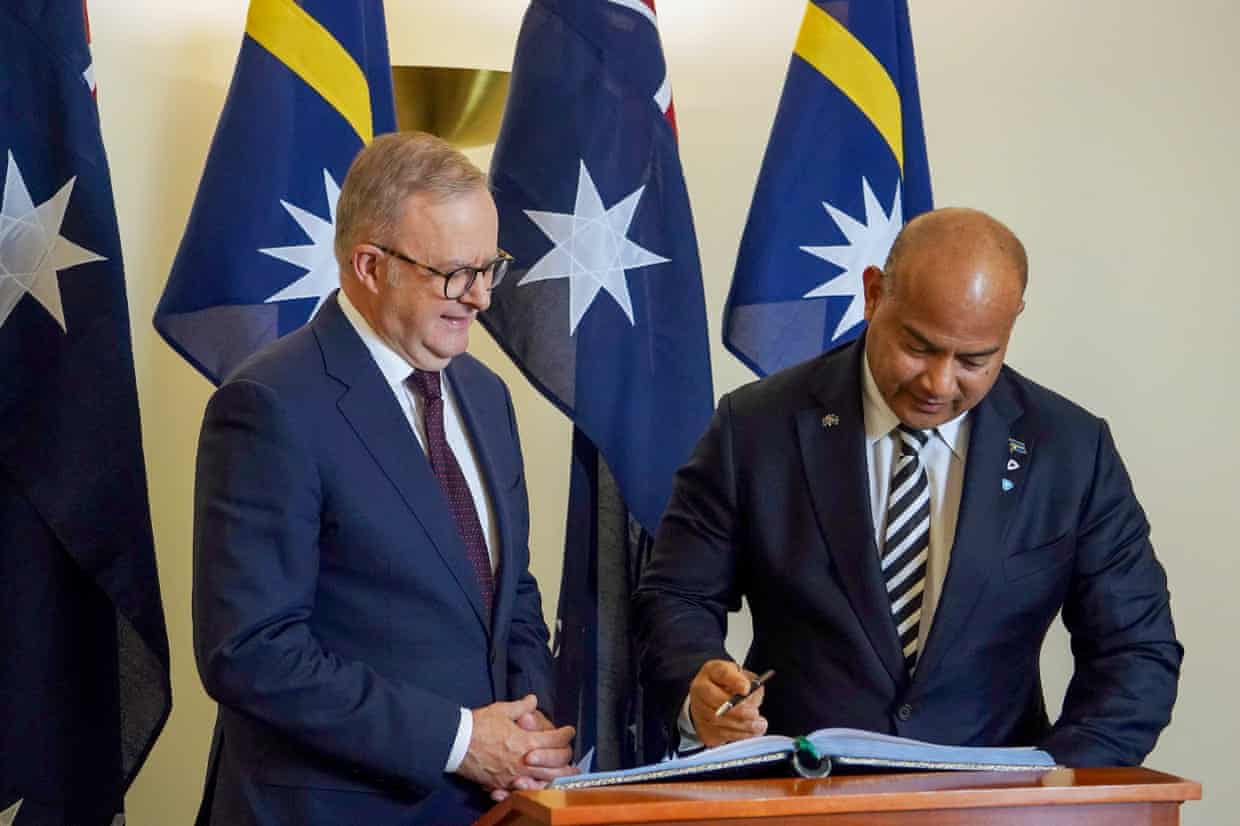 Anthony Albanese and Nauru prime minister David Adeang in 2024