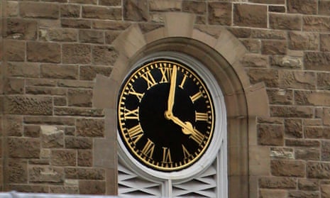 The clock at Stormont Castle, Belfast. No-deal Brexit would