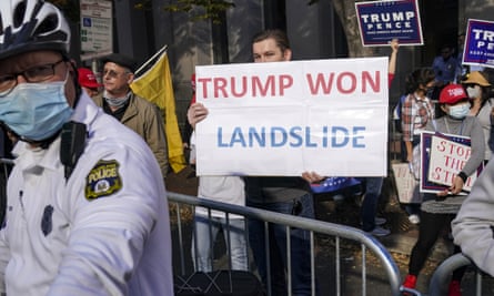 Supporters of Donald Trump turn out in Philadelphia on 7 November.