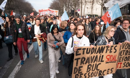Students in Paris take part in pension protests last month.