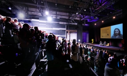 Behrouz Boochani presents at the Sydney Writers Festival from Manus Island in 2019 to a standing ovation.