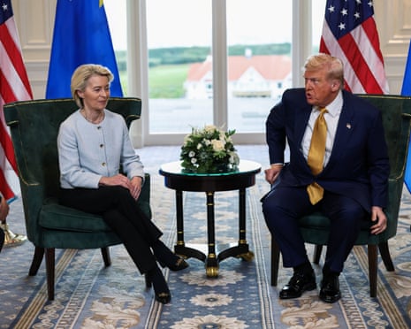 Donald Trump speaking about trade negotiations with EU