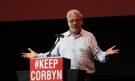 Jon Lansman at a ‘Corbyn stays’ rally in London